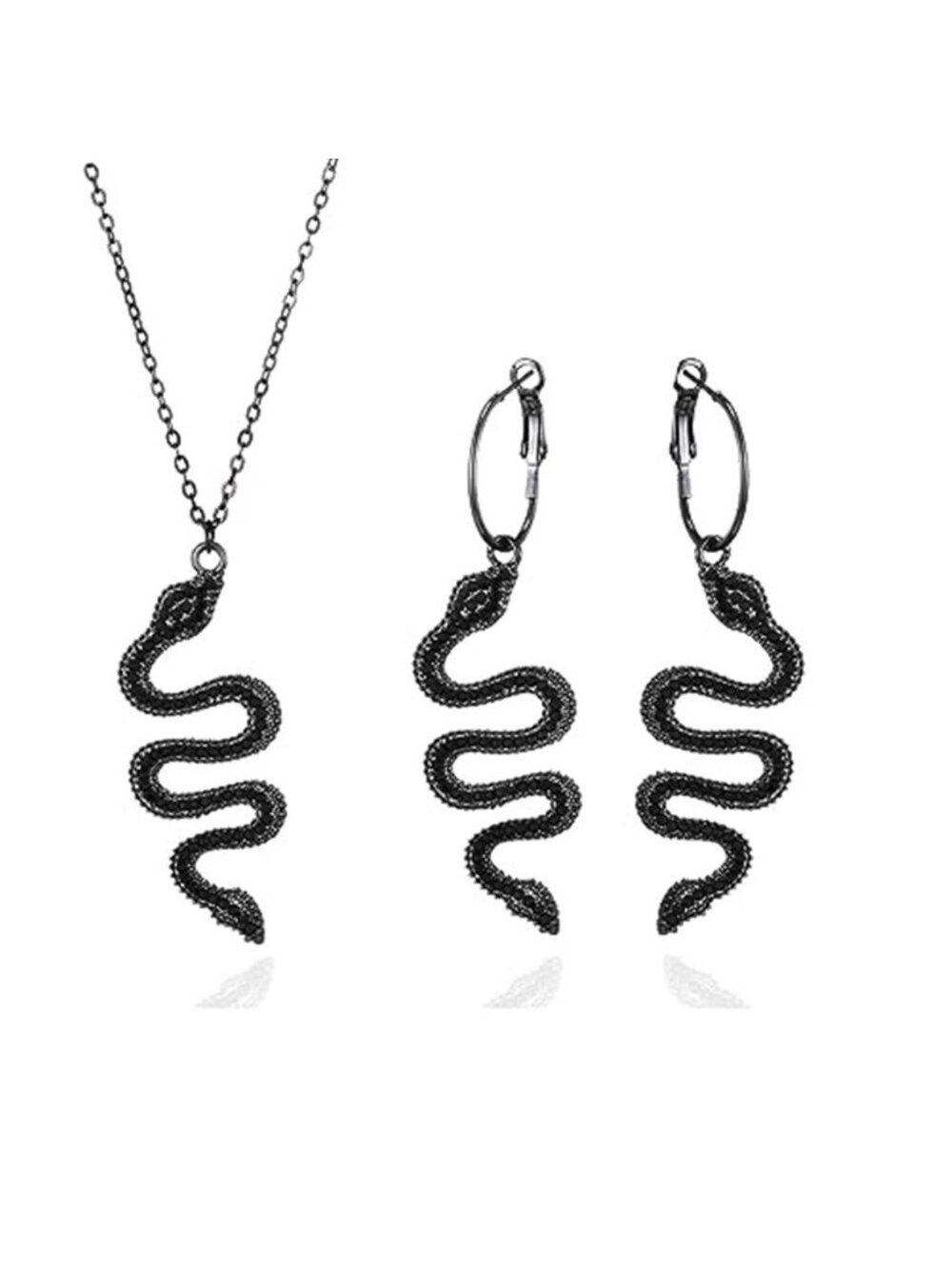 Snake Earring & Necklace 14K Gold Plated Dangle Earrings Personalized Punk